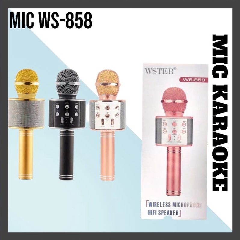 PROMO! MIC WS858 Microphone Karaoke Bluetooth Mic Speaker Mikrofon Wireless Portable