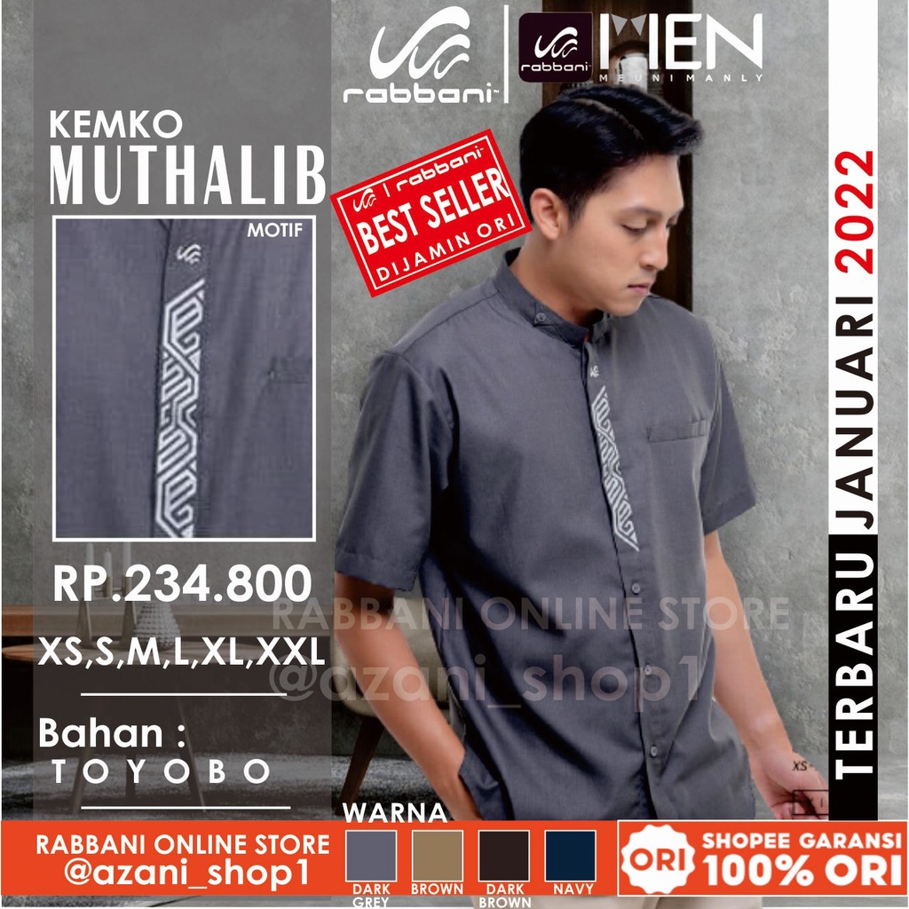 KOKO KEMKO RABBANI HITAM MUTHALIB | Kemeja Koko Rabani Asli Lengan Pendek Baju Koko Muslim Terbaru