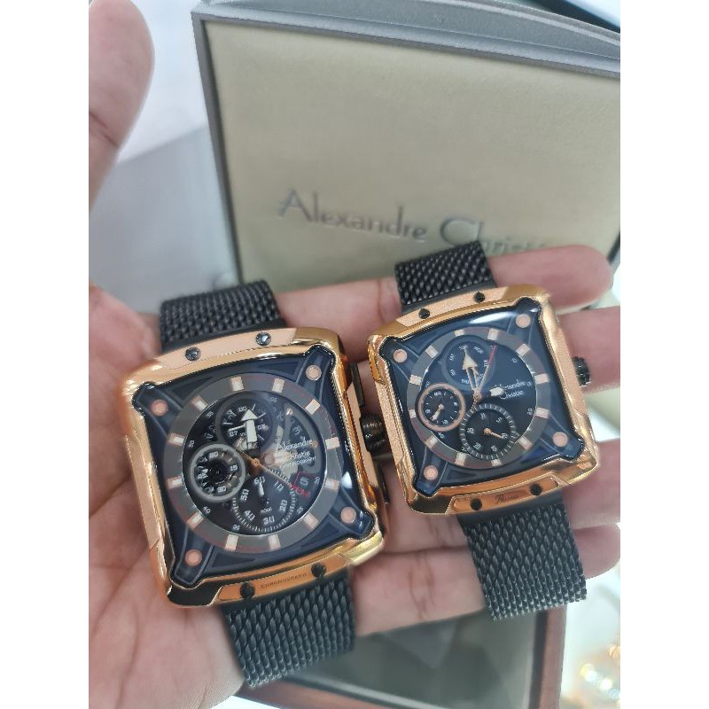 jam tangan alexandre christie ac3030 couple blackrose 3030 original