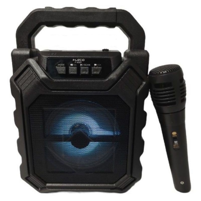 Speaker Bluetooth Karaoke Wireless Fleco F-4668 Gratis Microphone Super Bass /Musik Box Bluetooth