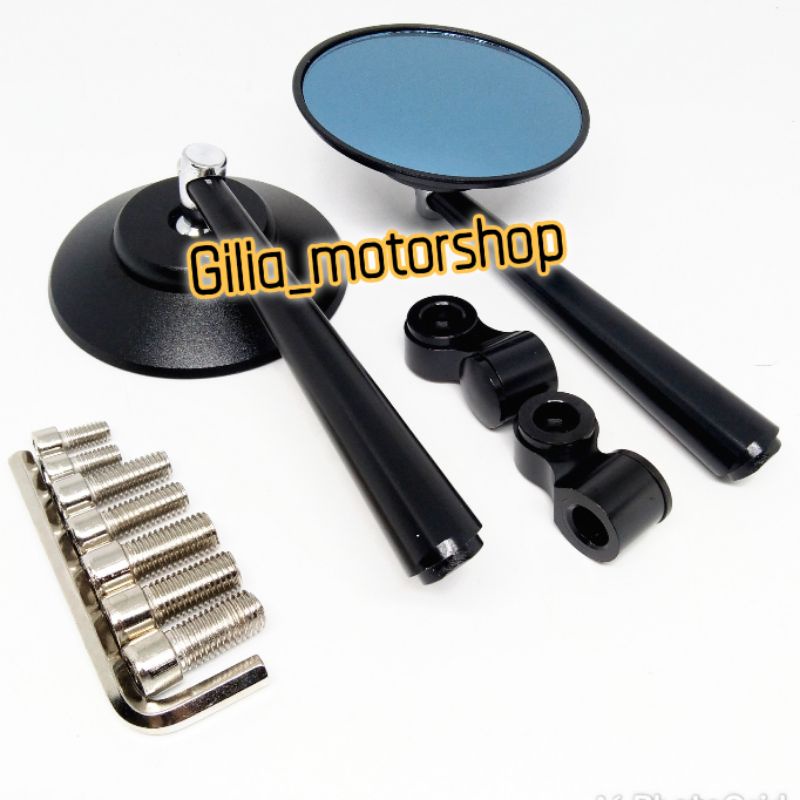 Spion Bulat Classic Jokowi Full CNC  Mirror Blue Universal Motor Vespa,Fino,Mio,Scoopy,Nmax,PCX Vario dll