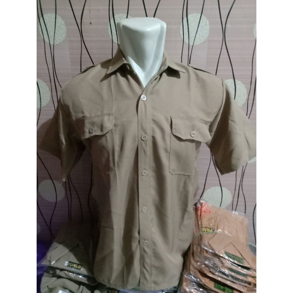 BAJU PRAMUKA PEMBINA/BAJU LARICI/RAPILO/SNI/BAJU LENGAN PENDEK/SERAGAM SEKOLAH