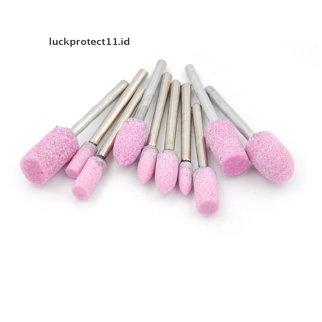 // Hg &amp; ID// 10X Batu Asah Abrasive Mounted Stone Rotary Tool Grinding Wheel Pink