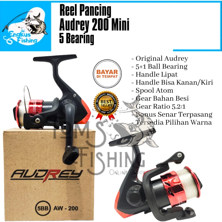 Reel Pancing Audrey 200 Mini (5 Bearing) Bonus senar murah - Engkus Fishing