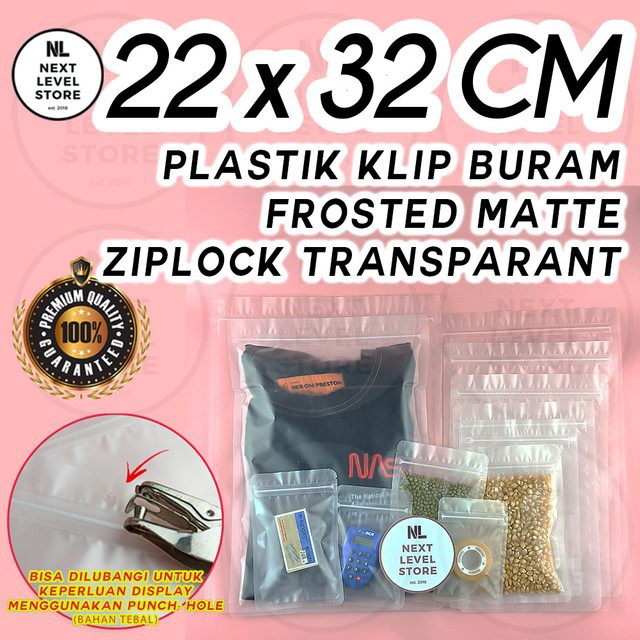 Plastik Klip Buram 22x32 cm Frosted Matte Ziplock Transparant