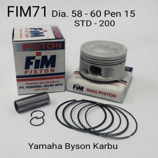 Piston kit FIM diameter 58 58.5 59 59.5 60 pin 15 byson karbu seker set FIM71 pen 15 bison std overs