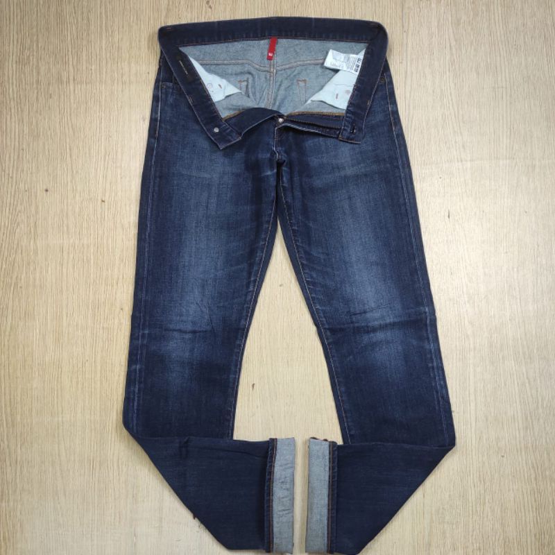 uniqlo jeans pria slim fit straight second
