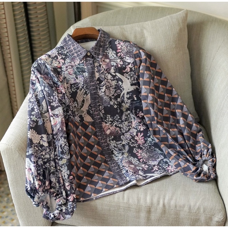 Wonderful Harmony Crop Shirt in Navy - Benang Jarum x RAISA