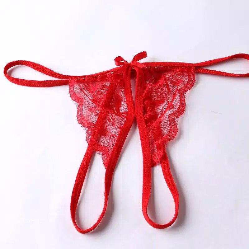 Celana Dalam Lingerie Cut Out Open Crotch Bahan Lace Transparan Sexy Untuk Wanita
