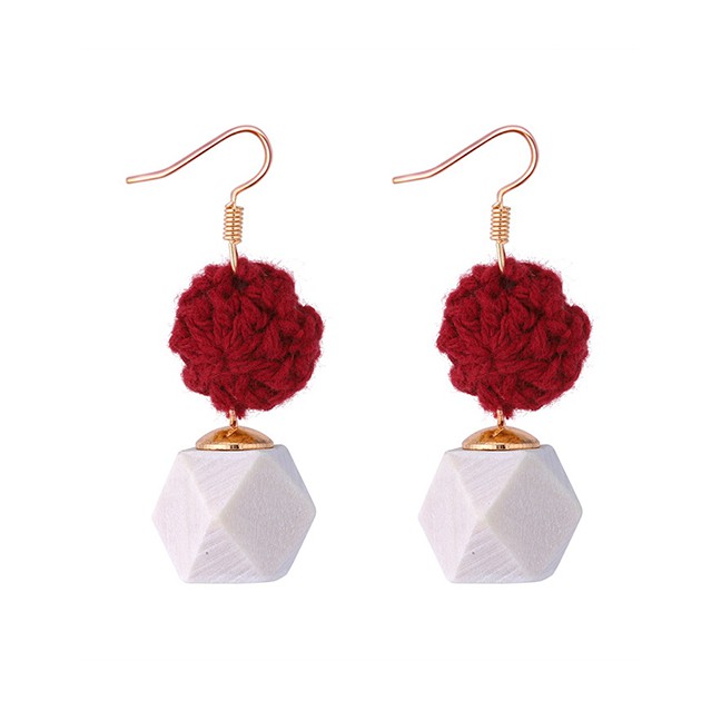 LRC Anting Gantung Fashion Geometric Shape Decorated Earrings