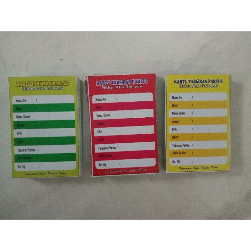 

Kartu Taksiran Persalinan Mini untuk Isi Kantong Persalinan
