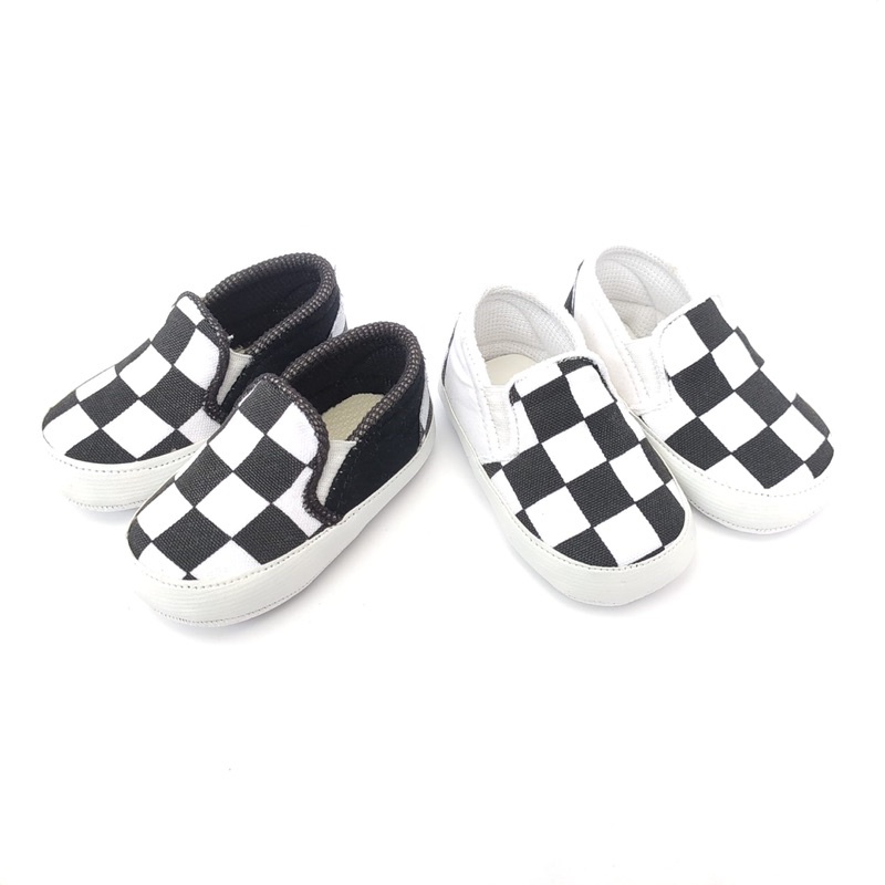 Sepatu anak bayi prewalker laki laki 0 12 bulan murah trendy cod slip on catur anti slip
