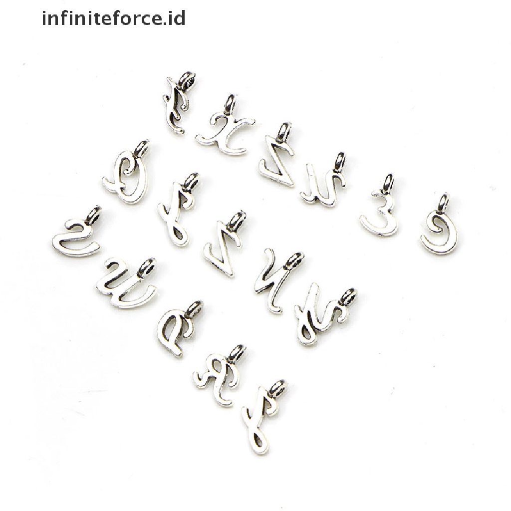 (Infiniteforce.Id) 52pcs / Set Liontin Silver Tibet 26 Huruf A-Z Diy