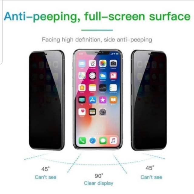 Anti-spy Anti-peep 6D Layar Ponsel Marah Film Iphone 6+, 7, 8, 8+, X, XS, XS MAX, 11 PRO, 7+ [ss]