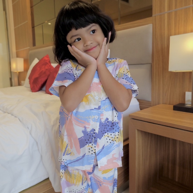 PAJAMAS COUPLE IBU DAN ANAK SETELAN ONESET CURLY