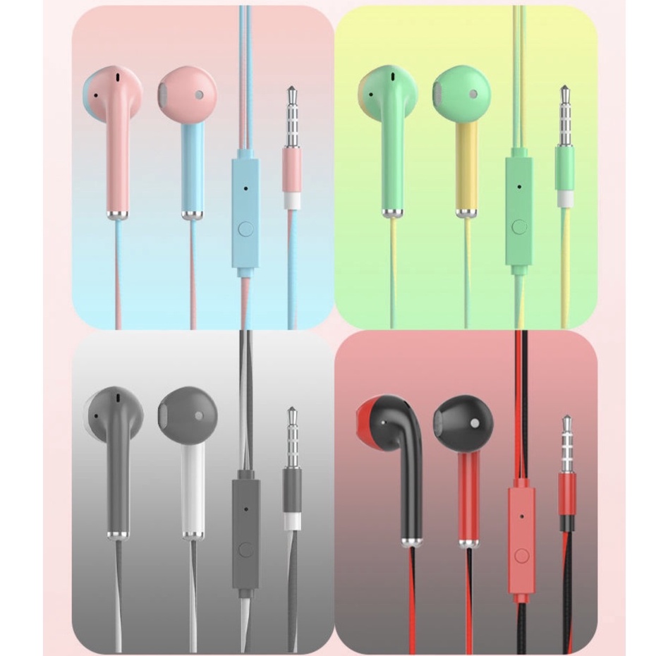 MIINII Headset/Handsfree Macaron U24 Musik Double Colour Extra Bass+Mic NON PACK