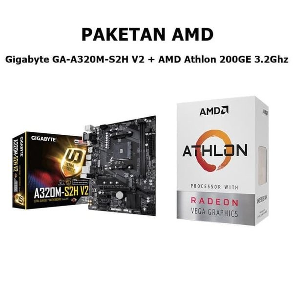 Paket AMD Processor Athlon 3000G + Gigabyte A320M-S2 V2