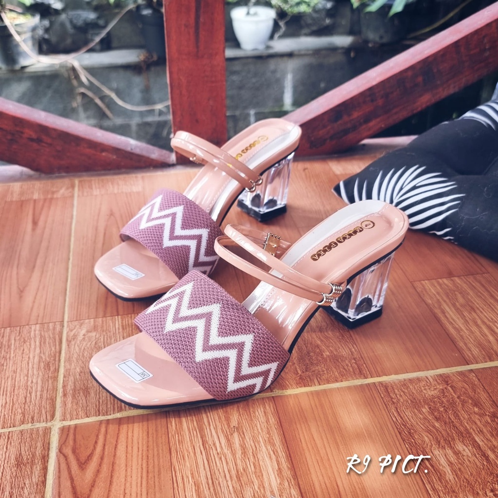 R9 Sale Sandal Wanita Heels Kaca Nadin Heels Strappy