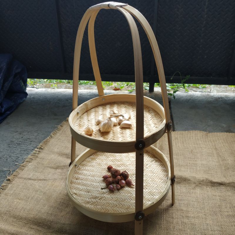 Rak bambu bawang wadah bawang|Tempat Jajanan pasar | Wadah bumbu | Anyaman bambu | Bumbu Dapur | Ham