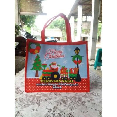 

tas spunbon kombinasi vinil untuk natal