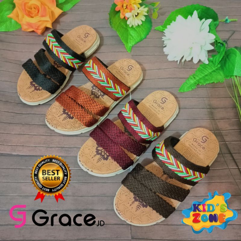 GRACE [JASMINE BAN3M RAINBOW] Sandal Selop Rajut Anak Cewek/ Sandal Rajut Ban 3M Anak Perempuan