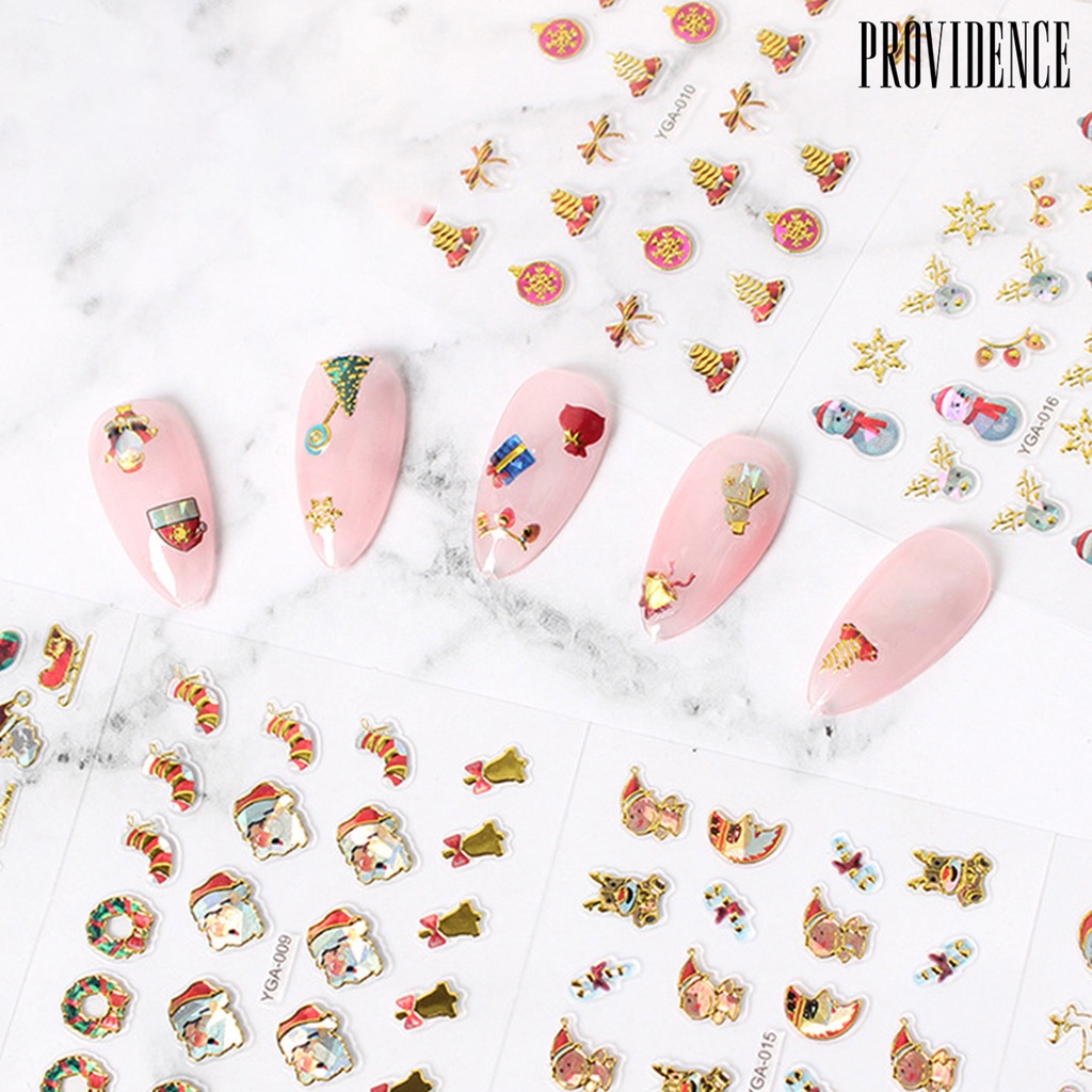 Providence 24Pcs/Set Nail Sliders Christmas Patterns Non-Fading Colorful Xmas Decorations Mix Colorful Transfer Foil for Manicure