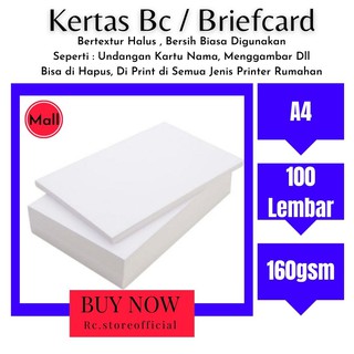[ 100 Lembar hight quality A4 ] Kertas Briefcard / BC 160gsm putih