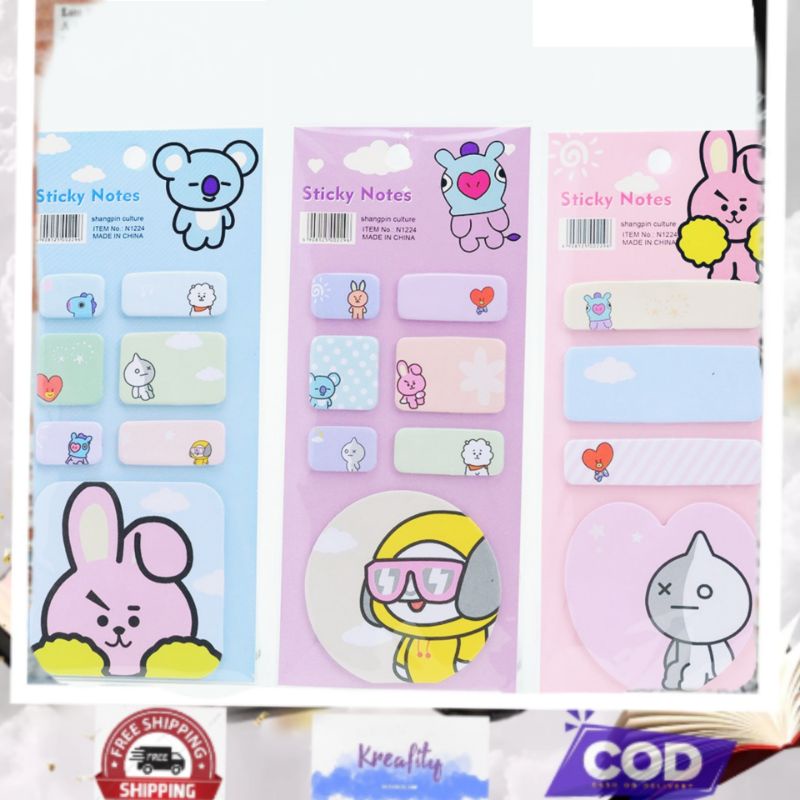 

LENGKAP STICKY NOTE BT21 PEMBATAS BUKU HALAMAN NOTE-BTS/ARMY-KPOP