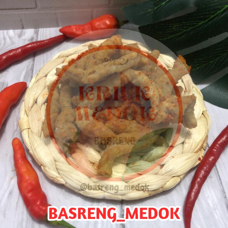 

Kripik Usus Krispi 100gram Original/Pedas Asin/Pedas Daun jeruk by. BASRENG MEDOK