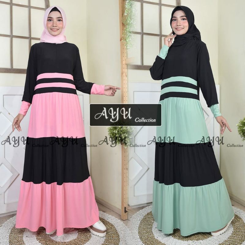 Gamis jersey ayu rempel bawah