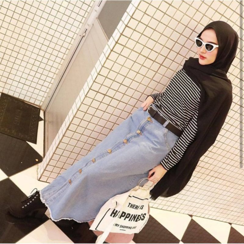 ROK BUTTON JEANS RAWIS BUTTON SKIRT / ROK JEANS SKIRT /