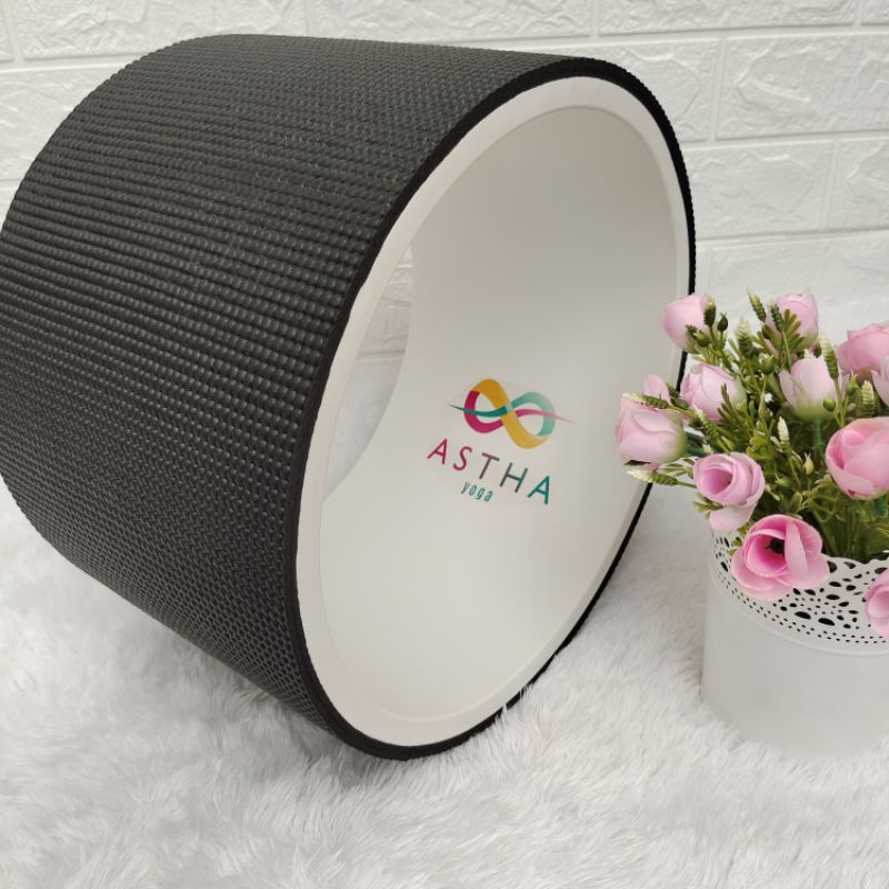 Yoga wheel READY PVC HITAM / roda yoga bahan lapis pvc/ READY STOCK