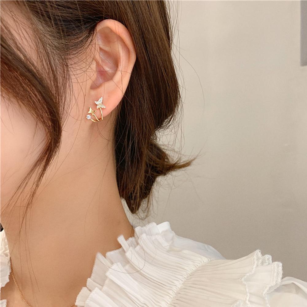 Needway Stud Earrings Wanita Ladies Kecil925 Perak Jarum Indah Berlian Imitasi Fashion Perhiasan