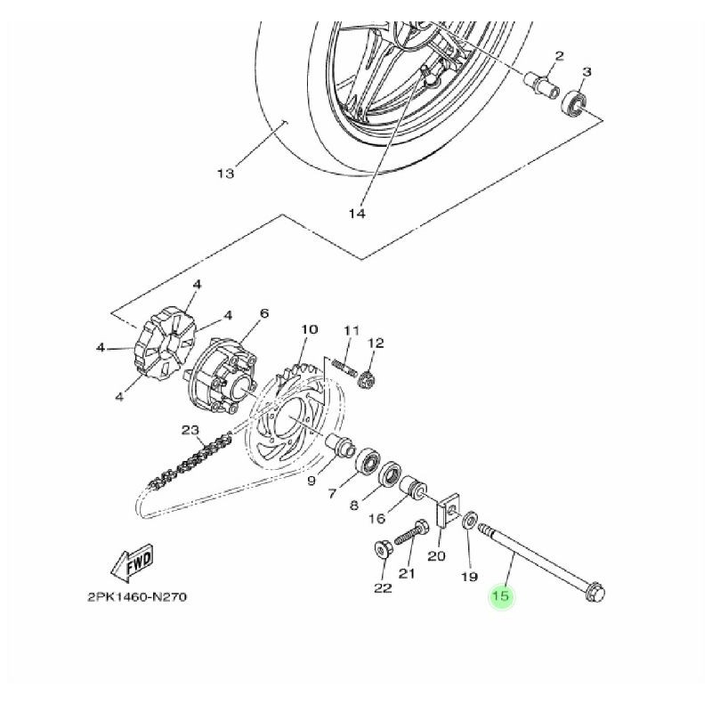 AS RODA BELAKANG R15 OLD LAMA V2 ORIGINAL YGP 2PK-F5381-00