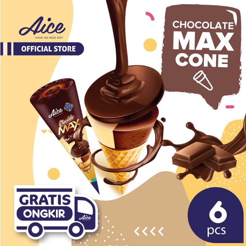 Aice Ice Cream Chocolate Max Cone Isi 6 Pcs Es kream