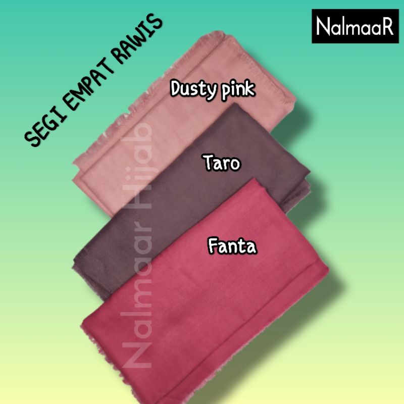 nalmaar hijab kerudung jilbab segi empat dewasa pinggiran rawis katun warna dusty pink taro fanta