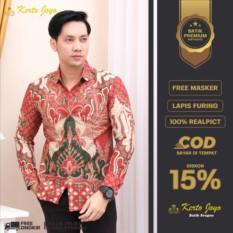 Batik Pria Slimfit Kantoran Kombinasi Lengan Panjang Premium Batik Premium Terbaru MTF09