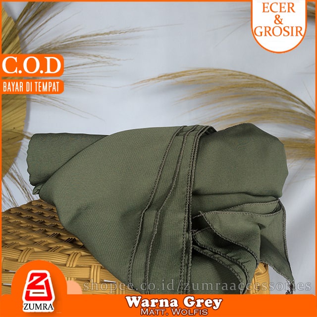 Pashmina Wolfis Super Jumbo 200 x 100 cm Pasmina Woolpeach Syari Premium Ala Malay Exclusive-Gray