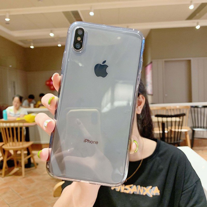 Warna transparan TPU soft case iPhone 11 Pro Max XS XR SE2 i6 7 8Plus Kasus Sederhana Case