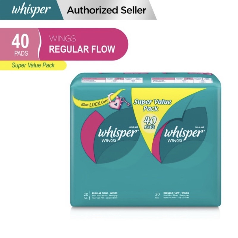 Whisper Reguler Flow Wings Sanitary Pads Pembalut Isi 40