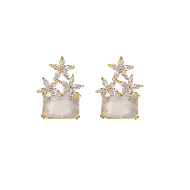 S925 fashion Korea zirkon mikro bertatahkan anting-anting elegan all-match perak pin anting-anting w