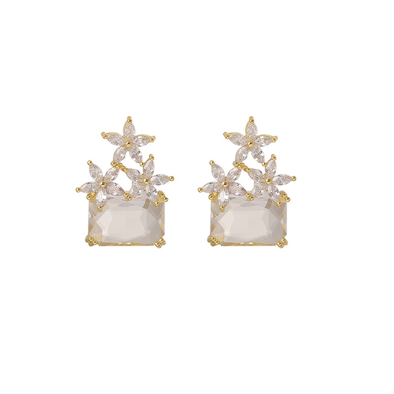 S925 fashion Korea zirkon mikro bertatahkan anting-anting elegan all-match perak pin anting-anting w