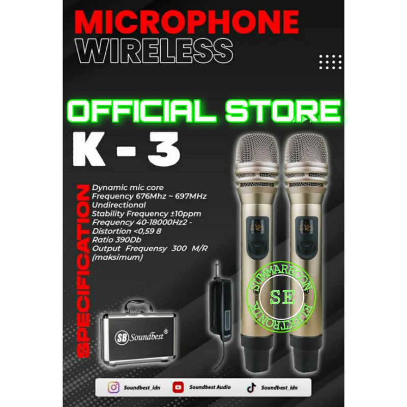 mic wireless original soundbest k3 microphone mic karaoke