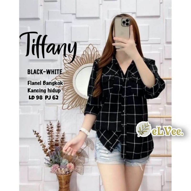 Agnes Tiffany Blouse/Blus Atasan/Top/Kemeja Motif kotak Wanita Terbaru Premium Kain Katun Flanel Ban