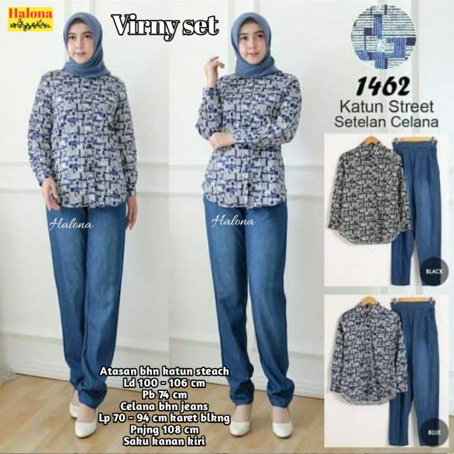BAJU SET - VIRNY SET - PAKAIAN WANITA SET - BAJU WANITA DEWASA - KEMEJA DAN CELANA JEANS
