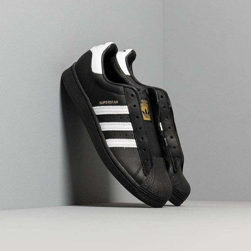 ADIDAS ORIGINALS SUPERSTAR LACELESS CORE BLACK AND WHITE