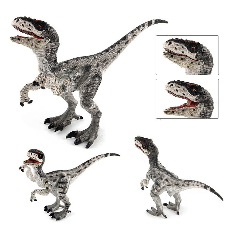 Velociraptor Silver Figure Dinosaurus Model Simulasi Dino