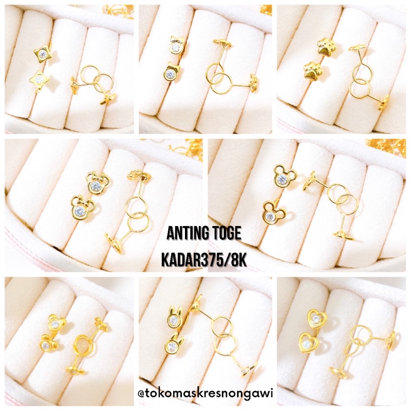 anting Emas toge karakter kadar 375 / 8k TERMURAH