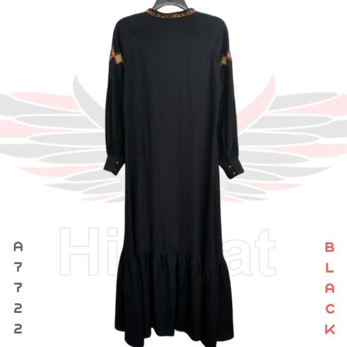 Dress / Baju Pesta,Busana Muslim,Gamis Pesta,Abaya Hikmat Fashion A7722 Black