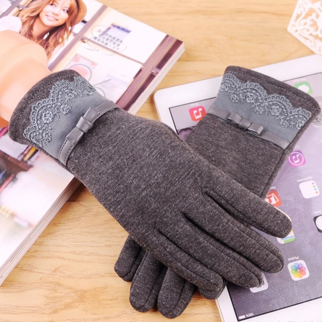 (Cacat Gudang) IMPORT Glove Renda New Sarung Tangan Touchscreen Lapis Bulu Musim Dingin Winter Woman Glove